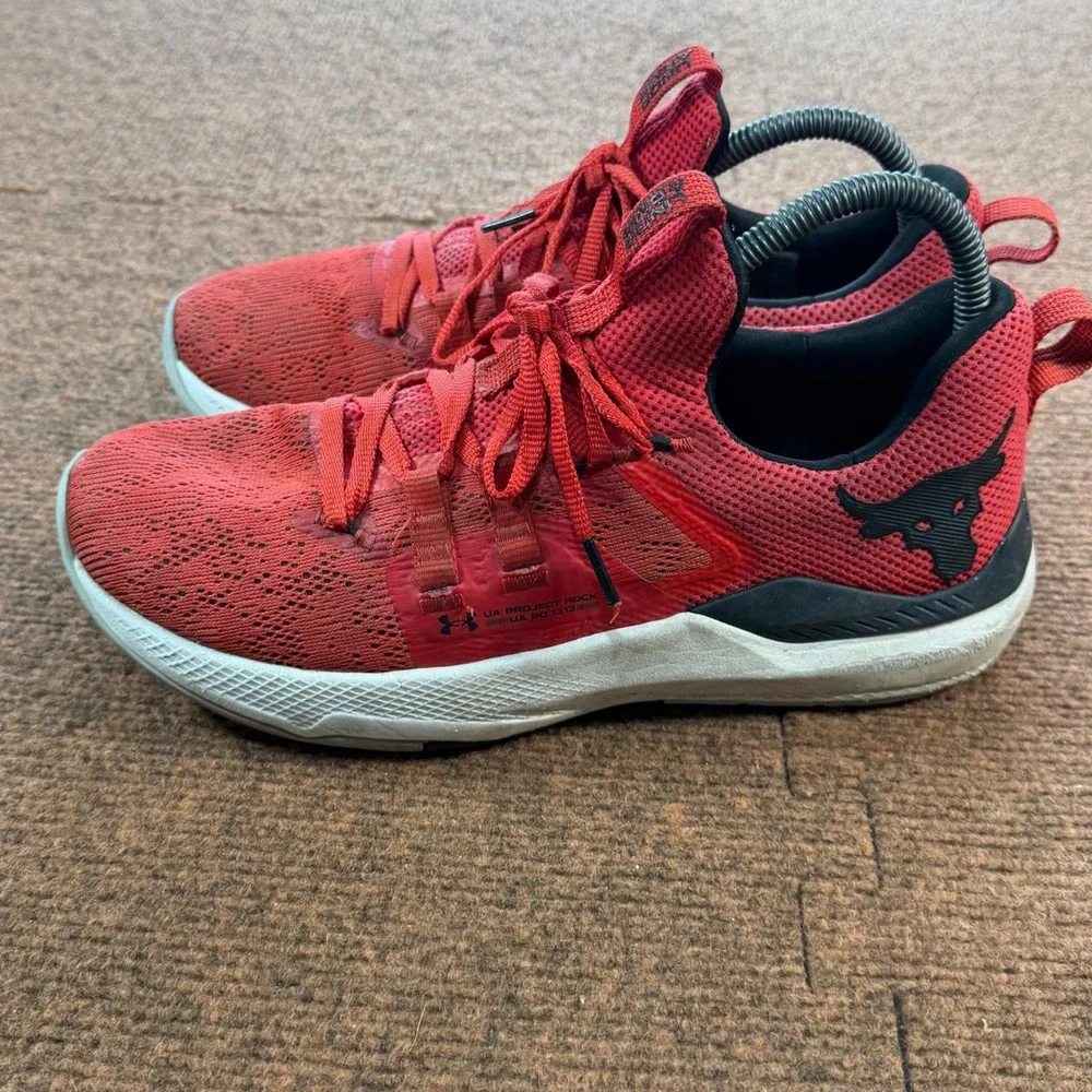 Under Armour Project Rock 3 Red Training Shoes 3023006-600 Womens 9 Mens 7.5